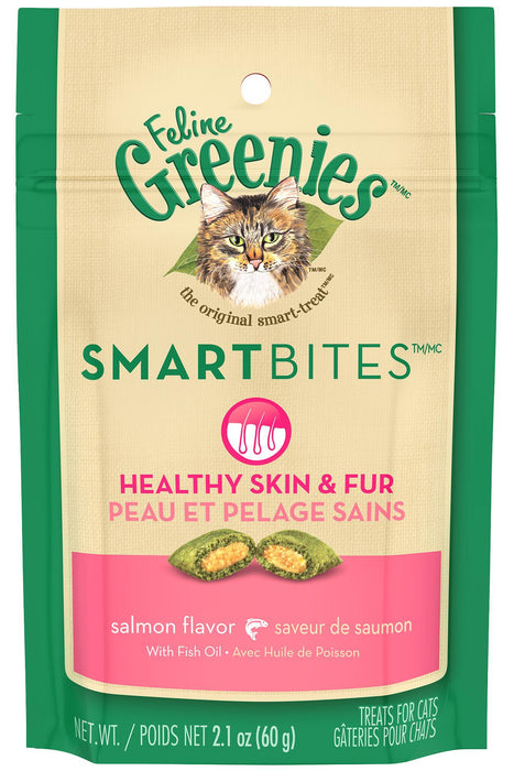 Greenies Smartbites Healthy Skin Fur Salmon Flavor Cat Treats