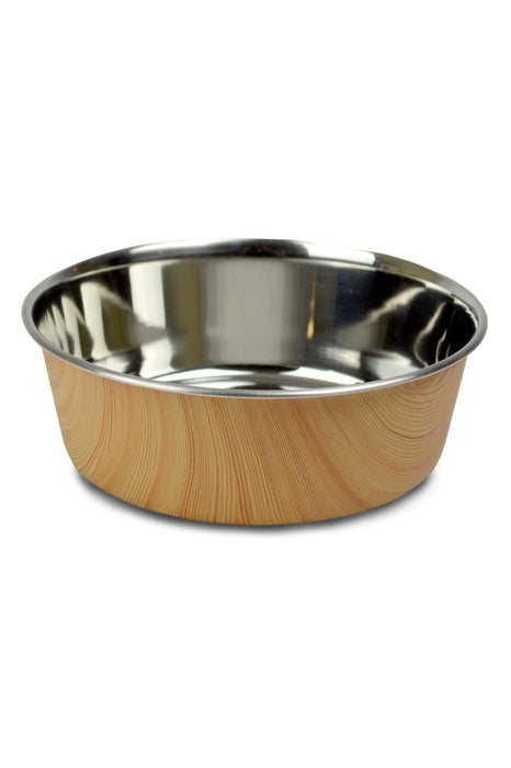 DuraPet Wood Grain Light Brown Dog Bowl