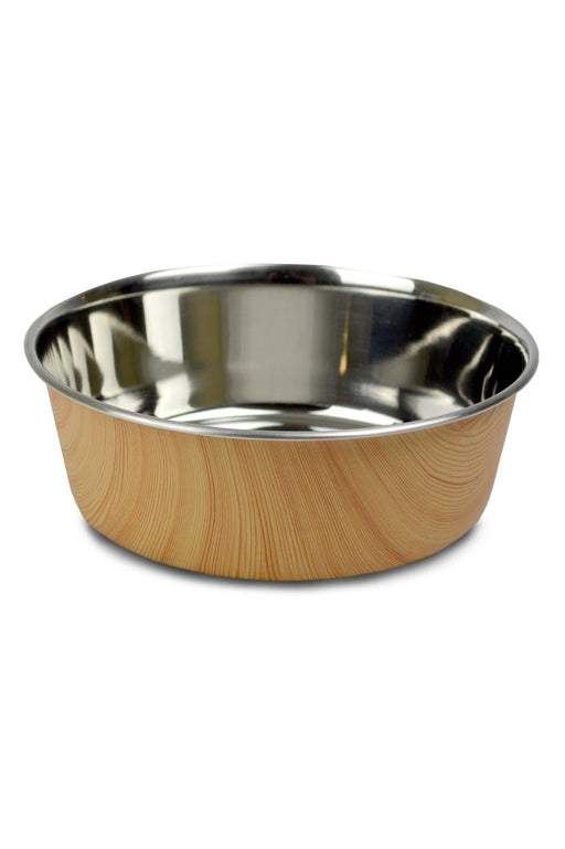 DuraPet Wood Grain Light Brown Dog Bowl