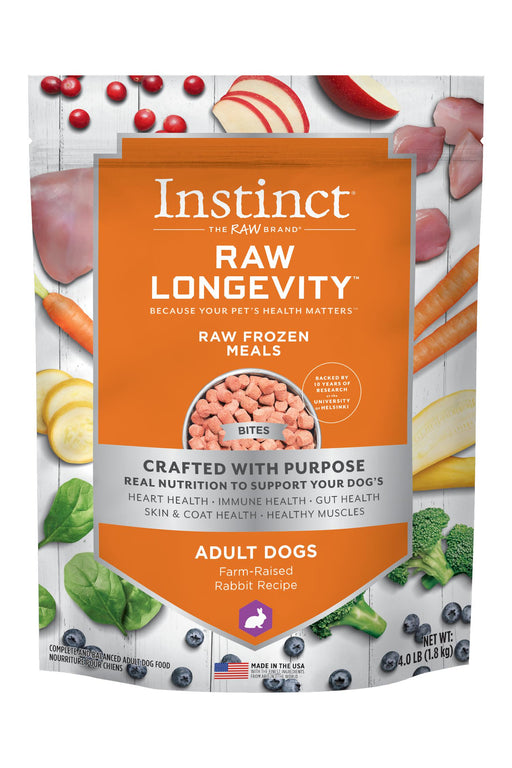 Instinct Longevity Rabbit Bites Raw Dog Food Front