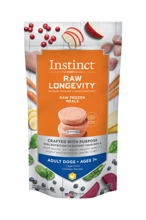Instinct Longevity Chicken Patties Raw Senior Dog Food