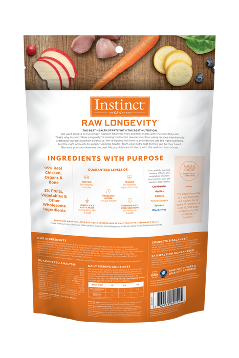 Instinct Longevity Chicken Bites Freeze Dried Cat Food back of bag