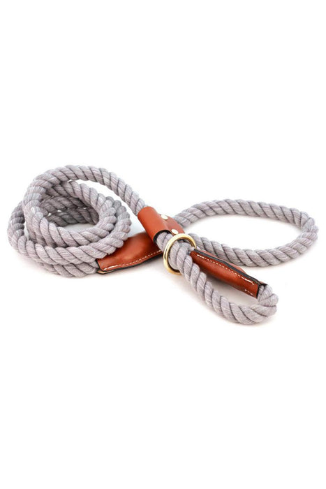 Auburn Leathercrafters Cotton And Leather Grey Dog Slip Leash
