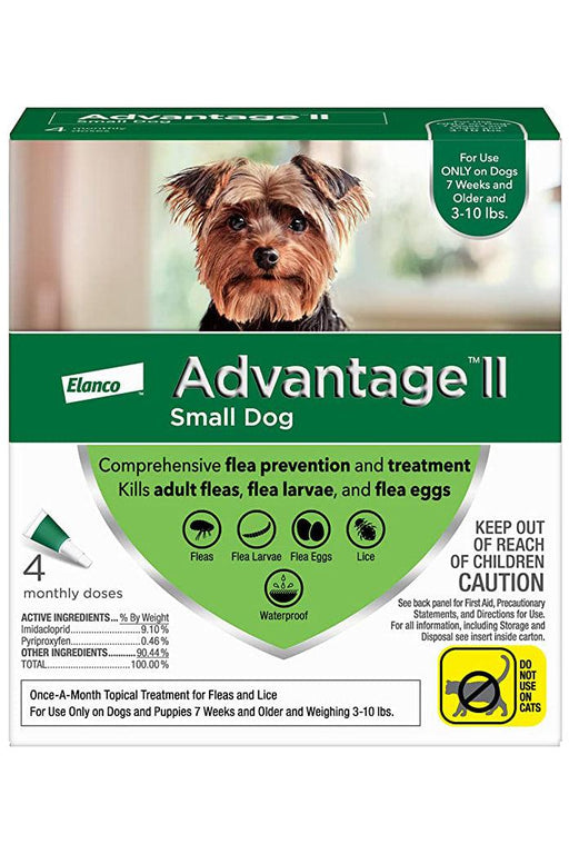 Advantage II Flea Treatment for Dogs 3-10 Lb, 4 Pack