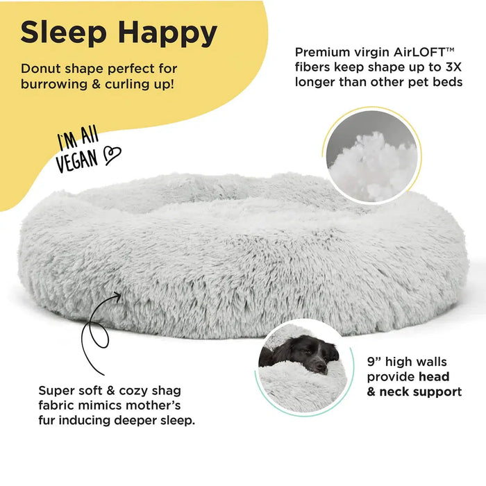 Best Friends Shag Donut Dog Bed, Frost