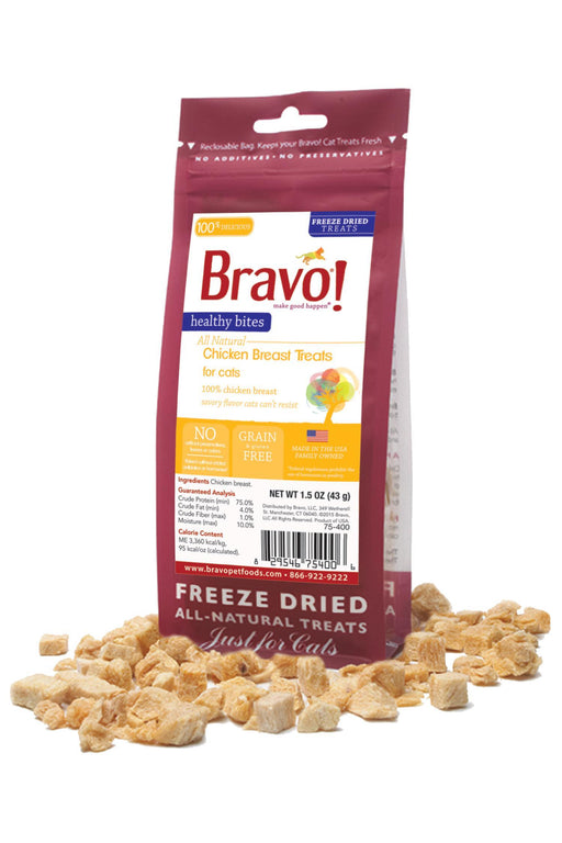 Bravo! Healthy Bites Chicken Breast Freeze Dried Treats for Cats