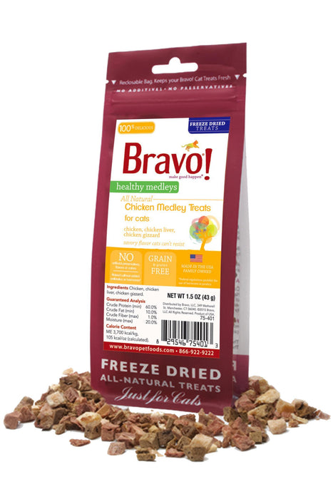 Bravo! Healthy Medleys Chicken Freeze Dried Treats for Cats