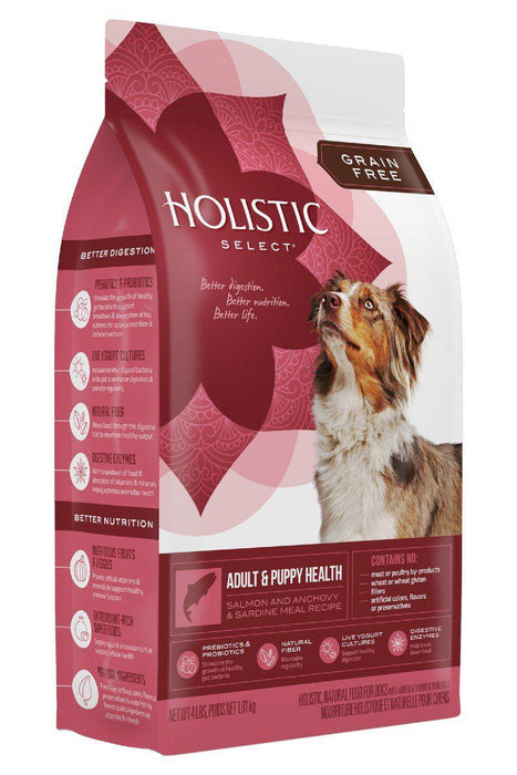 Holistic Select Grain-Free Salmon, Anchovy, & Sardine Puppy & Adult Dog Food