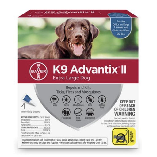 K9 Advantix II Flea & Tick Control 4-Pack, +55 lbs