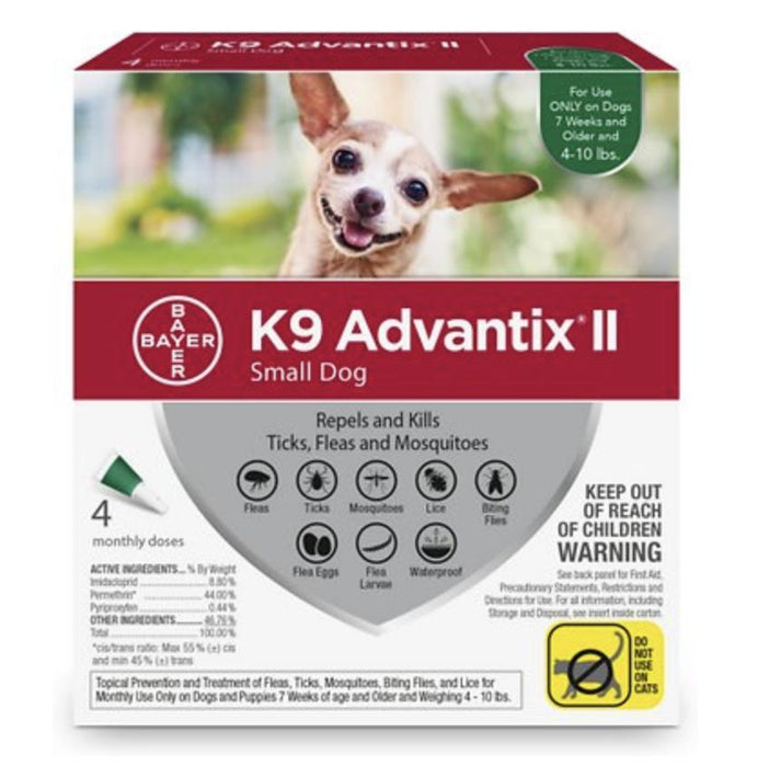 K9 Advantix II Flea & Tick Control 4-Pack, Up to 10 lbs