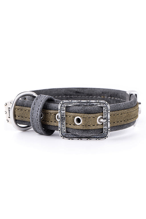 My Family London Green & Black Leatherette Dog Collar