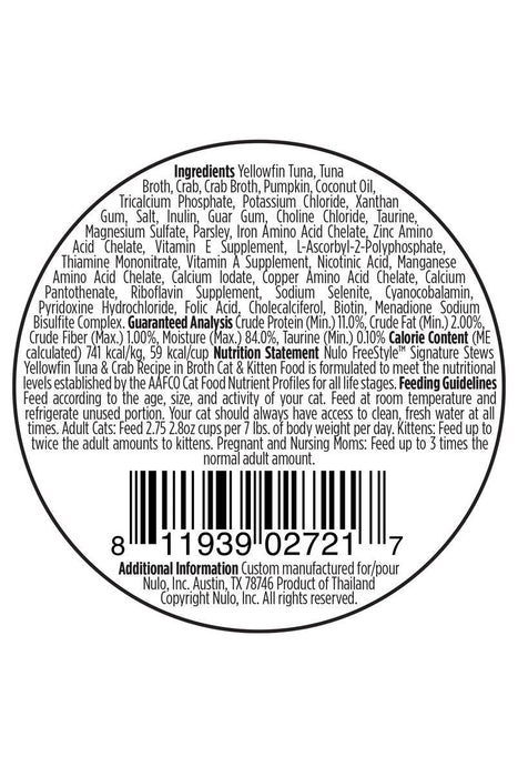 Nulo FreeStyle Yellowfin Tuna and Crab Stew Cat Food Cups