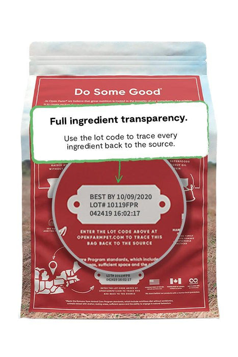 Open Farm Grass-Fed Beef and Ancient Grains Dry Dog Food Ingredient Transparency