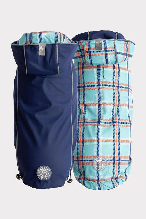 GF Pet Reversible Navy with Plaid Dog Raincoat