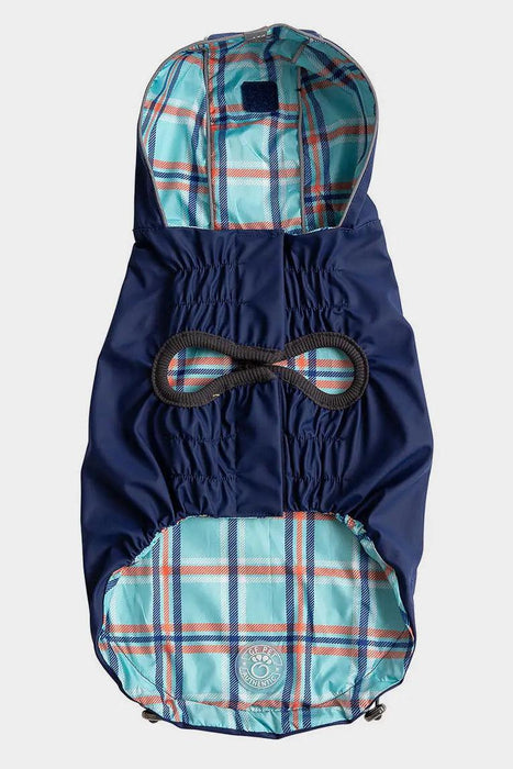 GF Pet Reversible Navy with Plaid Dog Raincoat