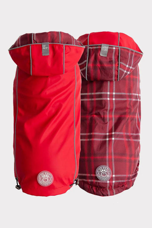 GF Pet Reversible Red with Plaid Dog Raincoat