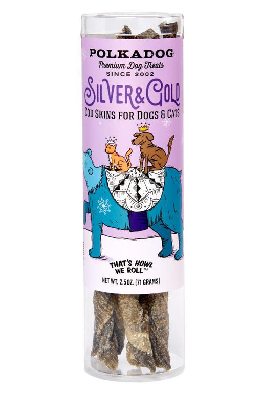 Polkadog Holiday Silver and Gold Cod Skin Dog Treats
