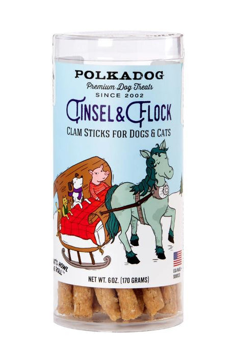 Polkadog Holiday Tinsel & Flock Clam Dog Treats