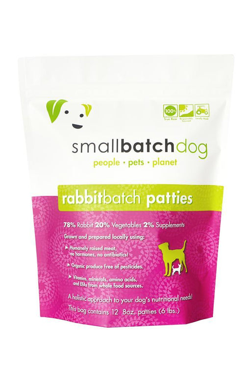 Small Batch Rabbit Frozen Raw Dog Food, Patties