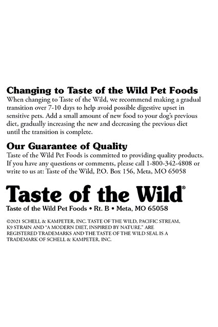 Taste of the Wild Pacific Stream Dry Puppy Food Brand Information
