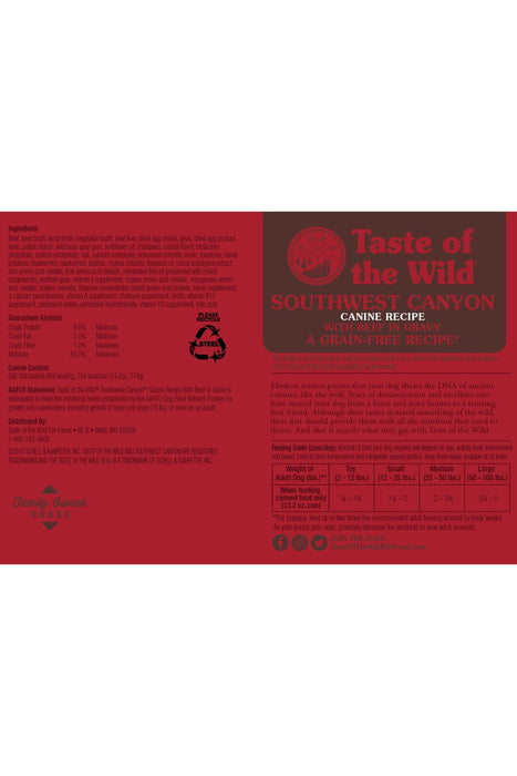 Taste of the Wild Southwest Canyon Wet Dog Food Back of Can