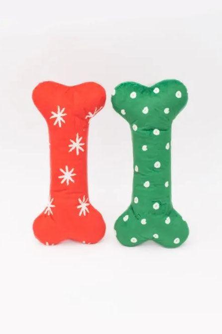 Zippy Paws Holiday Patterned Bones 2 Pack Dog Toy