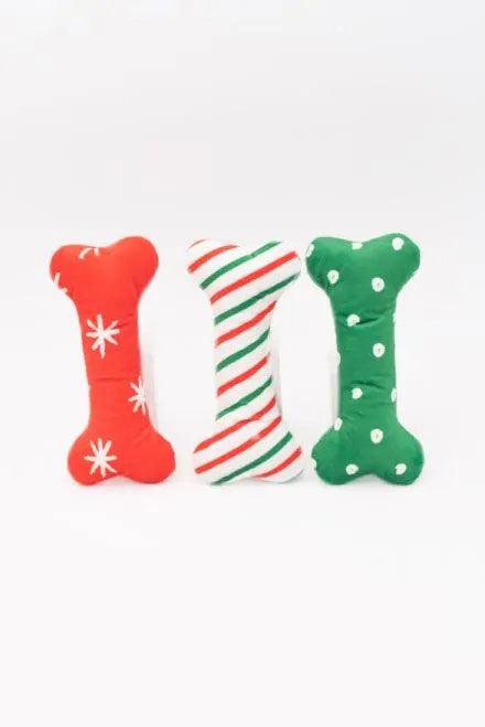 Zippy Paws Holiday Patterned Mini Bones 3 Pack Dog Toy