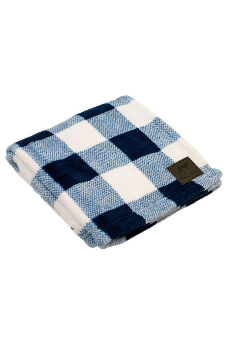 Tall Tails Navy Plaid Fleece Dog Blanket