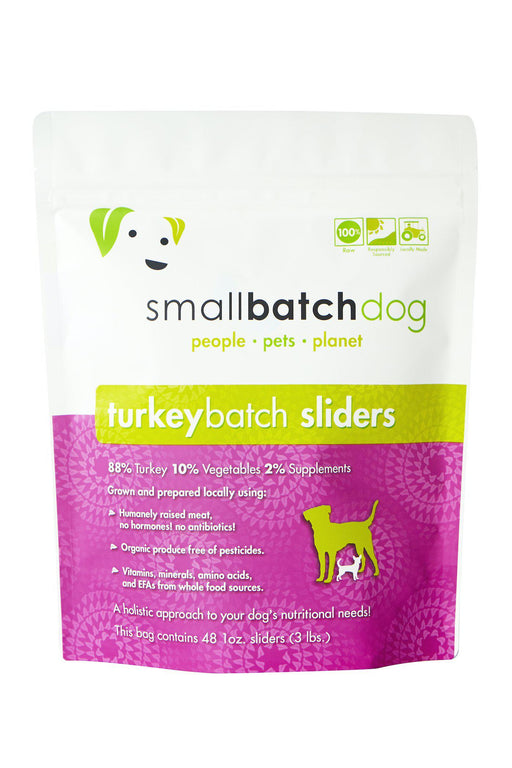 Small Batch Turkey Frozen Raw Dog Food, Sliders