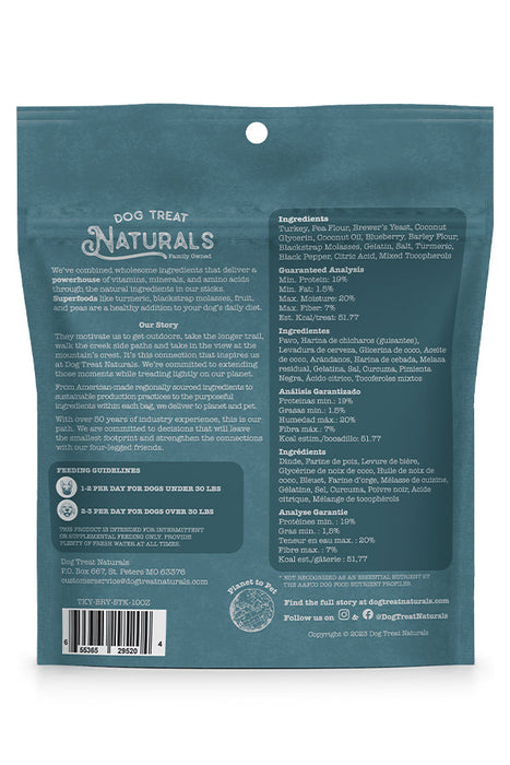 Dog Treats Natural Turkey and Blueberry Superfood Sticks Dog Treats