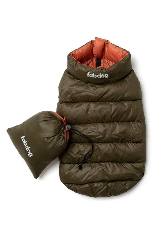 fabdog Pack-N-Go Reversible Orange and Olive Dog Jacket