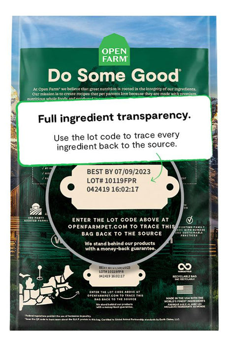 Open Farm Raw Mix Open Prairie Dry Cat Food. Use lot code to trace every ingredient back to the source. 