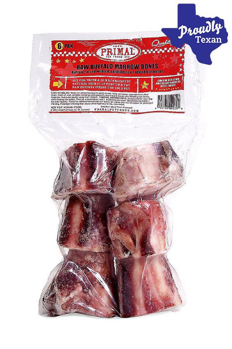 Primal Buffalo Marrow Bone Raw Dog Chews, 6 pack
